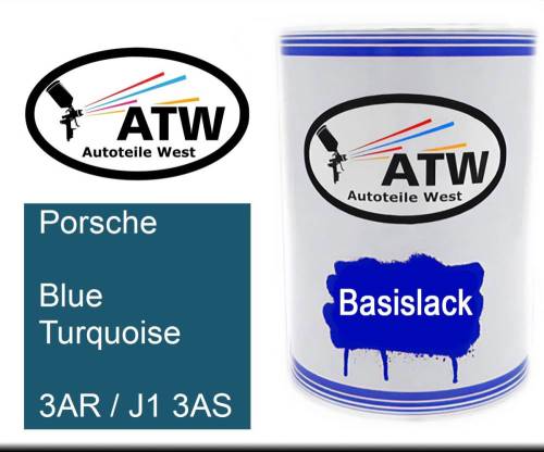 Porsche, Blue Turquoise, 3AR / J1 3AS: 500ml Lackdose, von ATW Autoteile West.